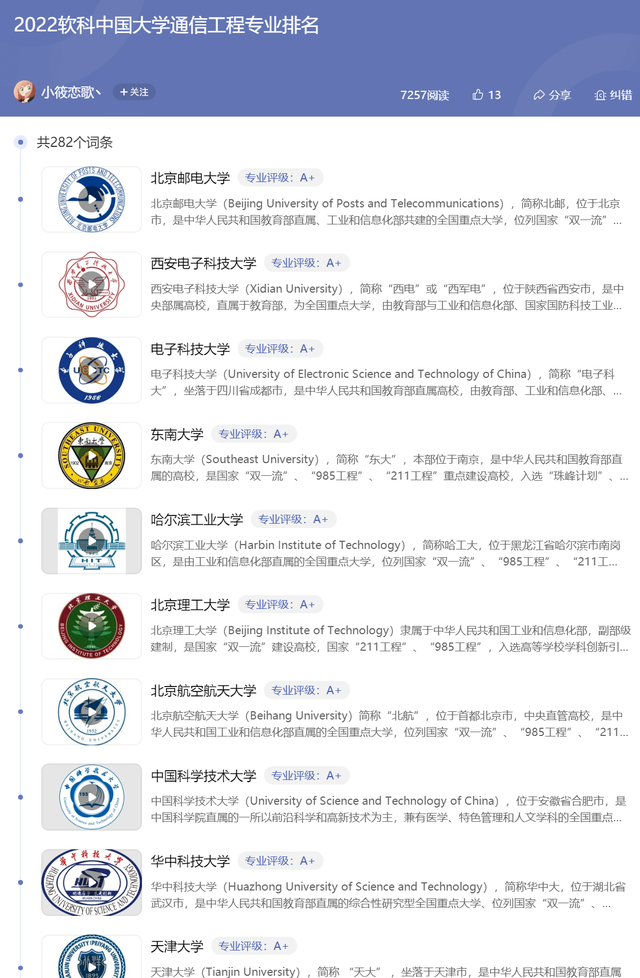 全国最好的通信工程专业大学排名 2022年通信工程专业十佳大学-广东技校排名网