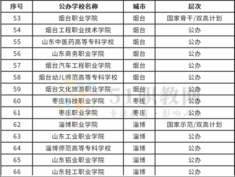 山东省公办专科院校都有哪些-山东大专院校前十排名-1