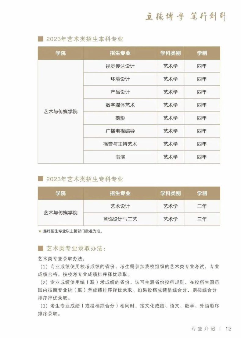 2023年艺术类专业招生简章汇总-1
