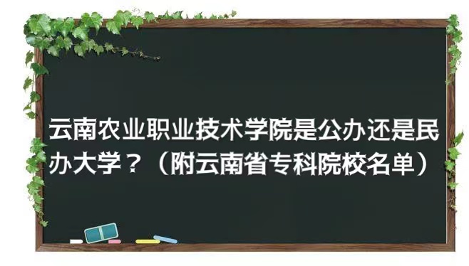 云南农业职业技术学院是公办还是民办大学（云南省专科院校名单）-广东技校排名网