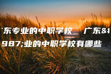 广东专业的中职学校  广东专业的中职学校有哪些-广东技校排名网
