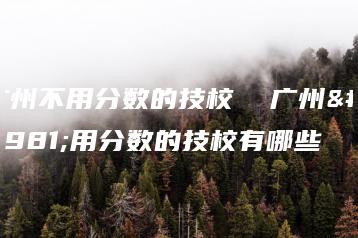 广州不用分数的技校  广州不用分数的技校有哪些-广东技校排名网