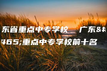 广东省重点中专学校  广东省重点中专学校前十名-广东技校排名网