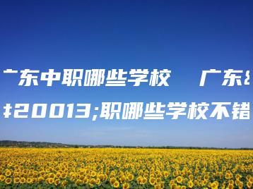 广东中职哪些学校  广东中职哪些学校不错-广东技校排名网
