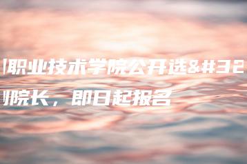 泸州职业技术学院公开选聘副院长，即日起报名-广东技校排名网