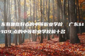广东有哪些好点的中等职业学校  广东好点的中等职业学校前十名-广东技校排名网