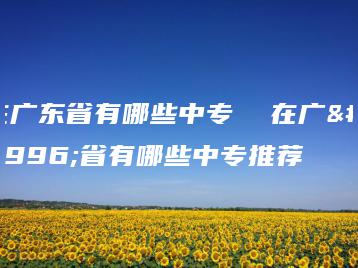 在广东省有哪些中专  在广东省有哪些中专推荐-广东技校排名网
