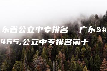 广东省公立中专排名  广东省公立中专排名前十-广东技校排名网