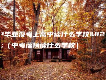 初中毕业没考上高中读什么学校好（中考落榜读什么学校）-广东技校排名网