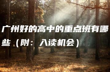 广州好的高中的重点班有哪些（附：入读机会）-广东技校排名网