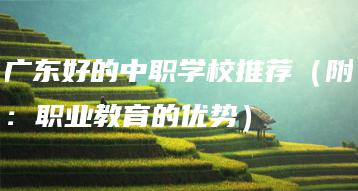 广东好的中职学校推荐（附：职业教育的优势）-广东技校排名网