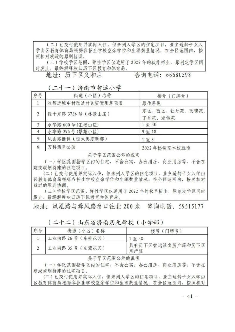 济南市历下区2023年小升初、小学学区信息-1