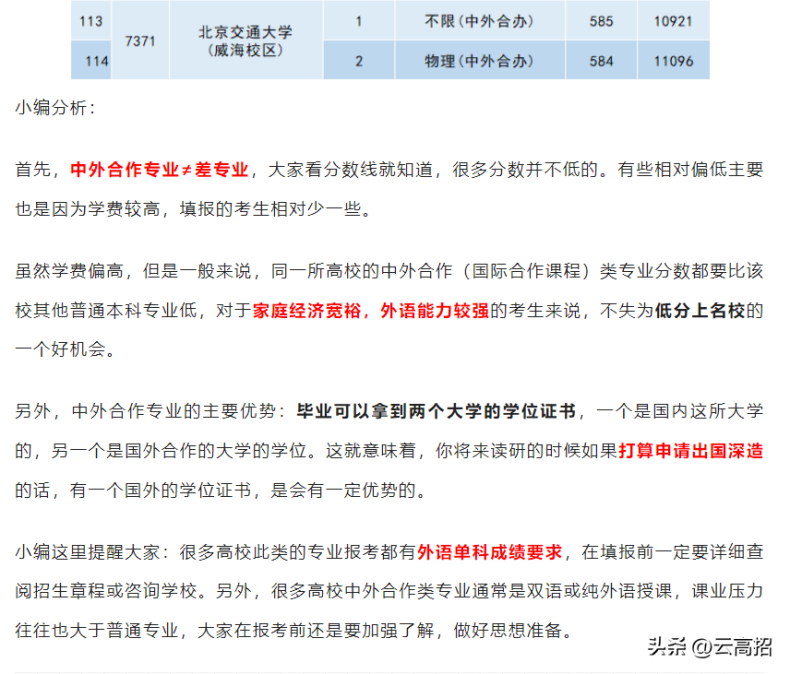 中外合办专业是什么？哪些院校有？多少分可以报考？-1