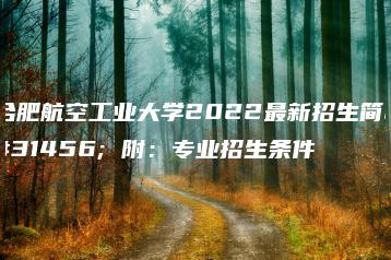 合肥航空工业大学2022最新招生简章 附：专业招生条件-广东技校排名网