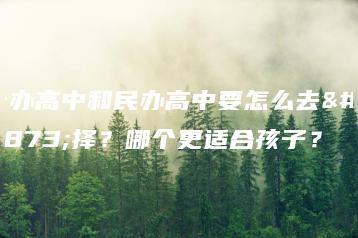 公办高中和民办高中要怎么去选择？哪个更适合孩子？-广东技校排名网