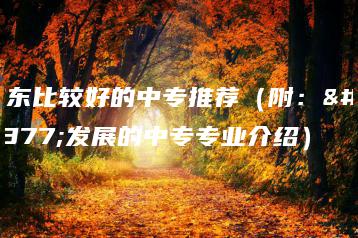 广东比较好的中专推荐(附:有发展的中专专业介绍)-广东技校排名网