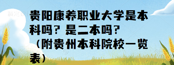 贵阳康养职业大学是本科吗?是二本吗?(附贵州本科院校一览表)-广东技校排名网