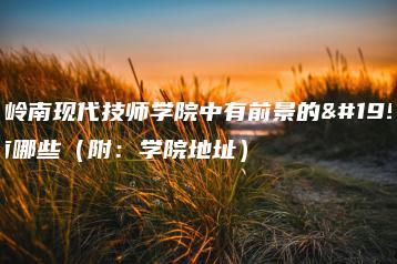 广东岭南现代技师学院中有前景的专业有哪些(附:学院地址)-广东技校排名网