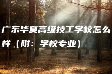 广东华夏高级技工学校怎么样(附:学校专业)-广东技校排名网