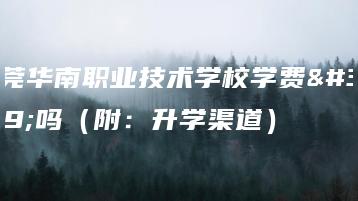 东莞华南职业技术学校学费贵吗（附：升学渠道）-广东技校排名网