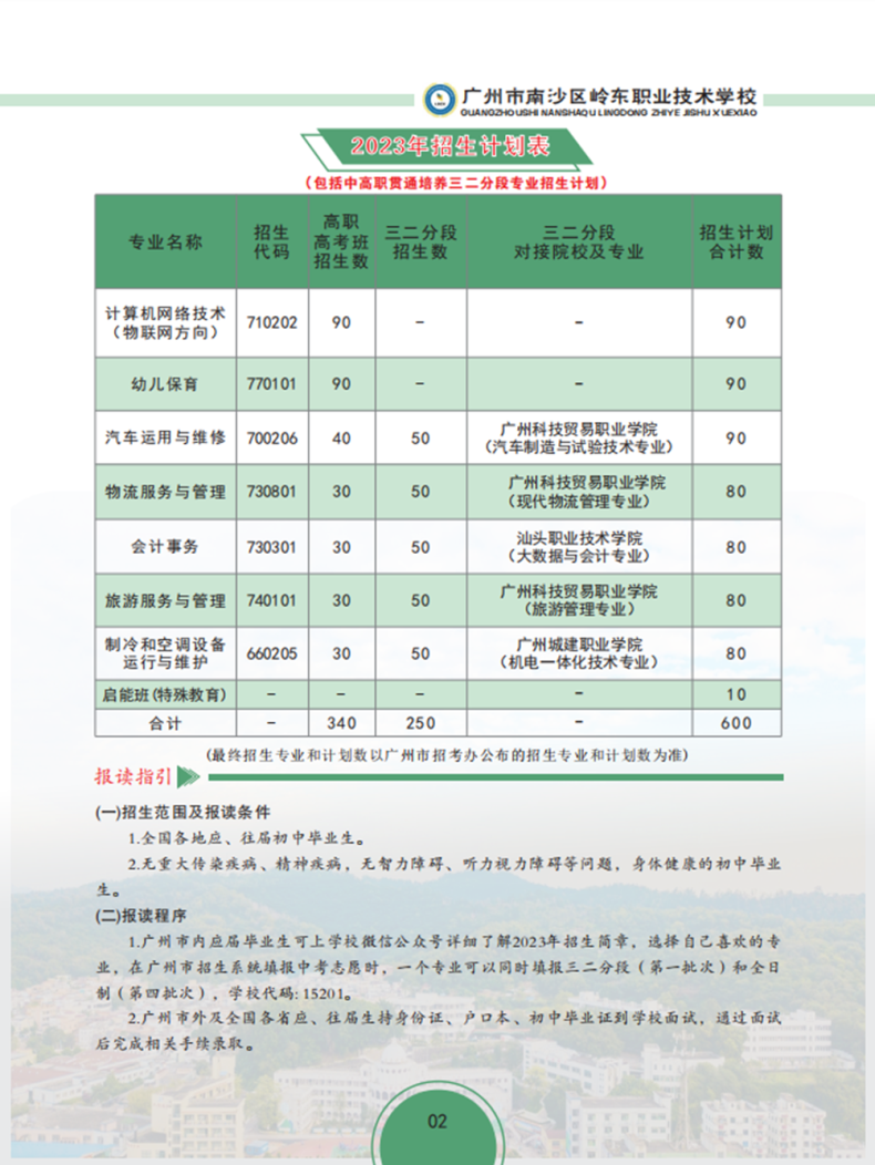 广州市南沙区岭东职业技术学校2023年招生简章-1