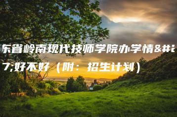 广东省岭南现代技师学院办学情况好不好（附：招生计划）-广东技校排名网