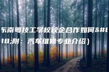 广东南粤技工学校校企合作如何(附:汽车维修专业介绍)-广东技校排名网