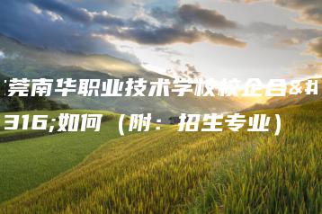 东莞南华职业技术学校校企合作如何（附：招生专业）-广东技校排名网