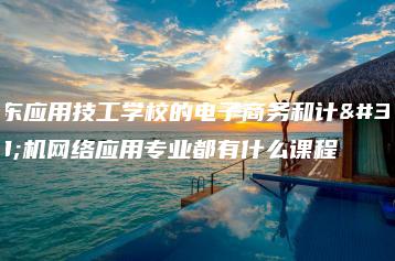 广东应用技工学校的电子商务和计算机网络应用专业都有什么课程-广东技校排名网