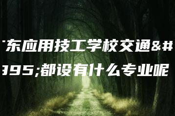 广东应用技工学校交通系都设有什么专业呢-广东技校排名网