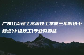 广东江南理工高级技工学校三年制初中起点(中级技工)专业有哪些-广东技校排名网