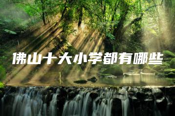 佛山十大小学都有哪些-广东技校排名网