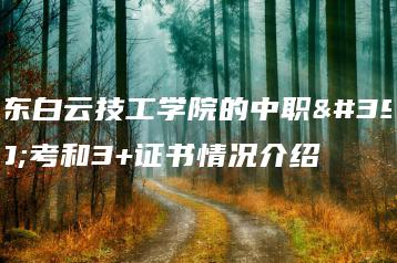 广东白云技工学院的中职高考和3+证书情况介绍-广东技校排名网