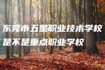 东莞市五星职业技术学校是不是重点职业学校-广东技校排名网