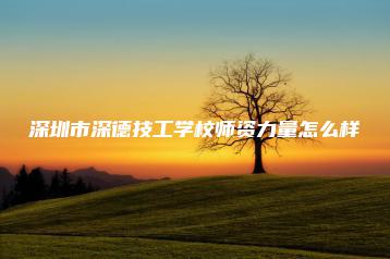 深圳市深德技工学校师资力量怎么样-广东技校排名网