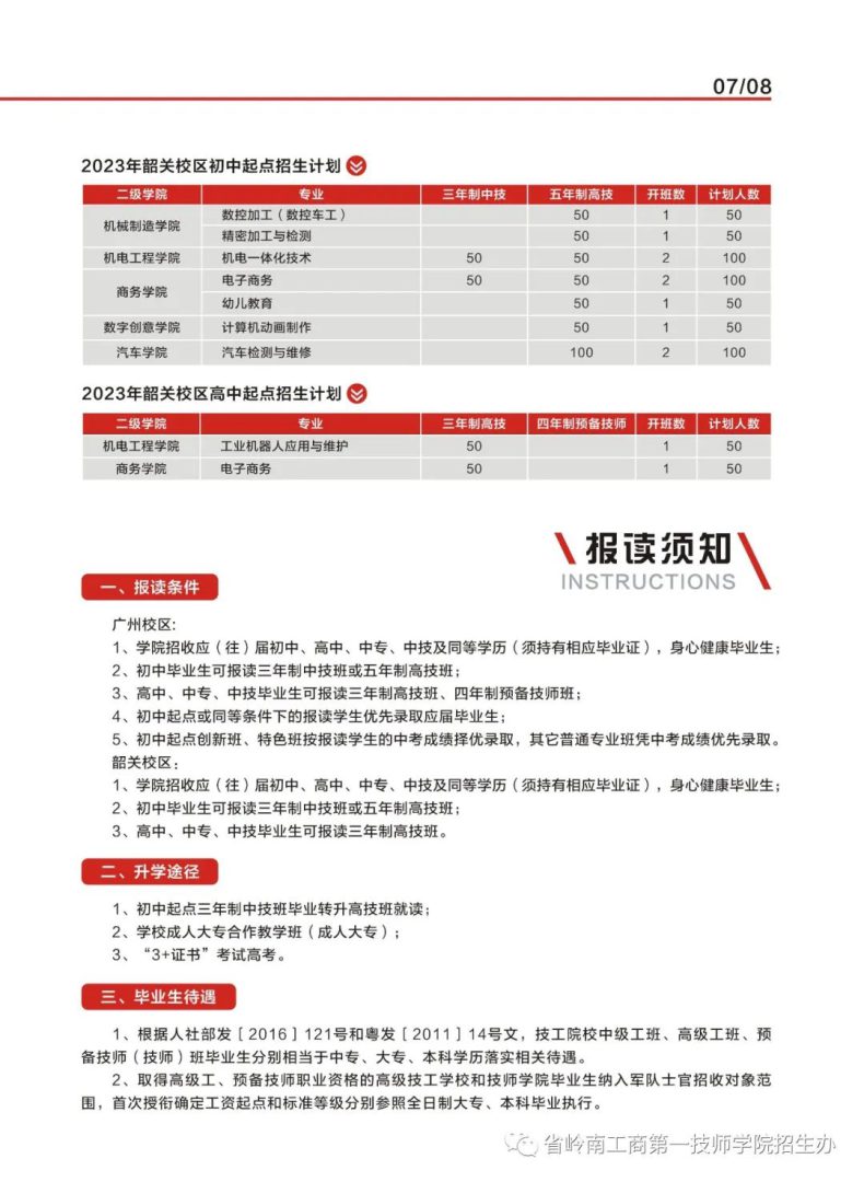 广东省岭南工商第一技师学院2023年招生计划（）-1