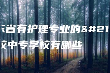 广东省有护理专业的卫校中专学校有哪些-广东技校排名网