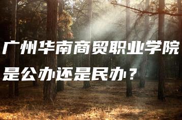 广州华南商贸职业学院是公办还是民办?-广东技校排名网