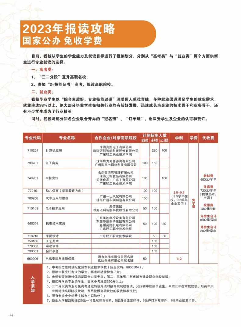 化州市职业技术学校2023年招生计划（就业类+高考类+三二分段类）-1