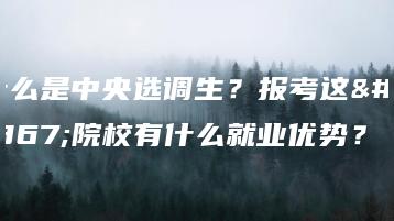 什么是中央选调生?报考这类院校有什么就业优势?-广东技校排名网