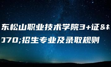 广东松山职业技术学院3+证书招生专业及录取规则-广东技校排名网