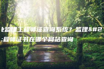 专业监理工程师证查询系统？监理工程师证书在哪个网站查询-广东技校排名网