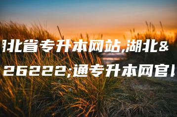 湖北省专升本网站,湖北普通专升本网官网-广东技校排名网
