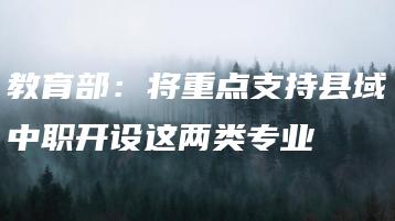 教育部：将重点支持县域中职开设这两类专业-广东技校排名网