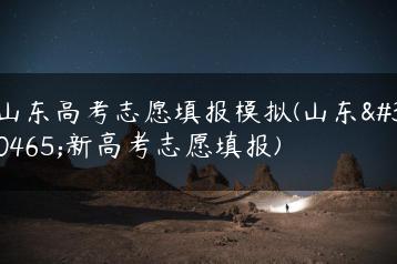 山东高考志愿填报模拟(山东省新高考志愿填报)-广东技校排名网